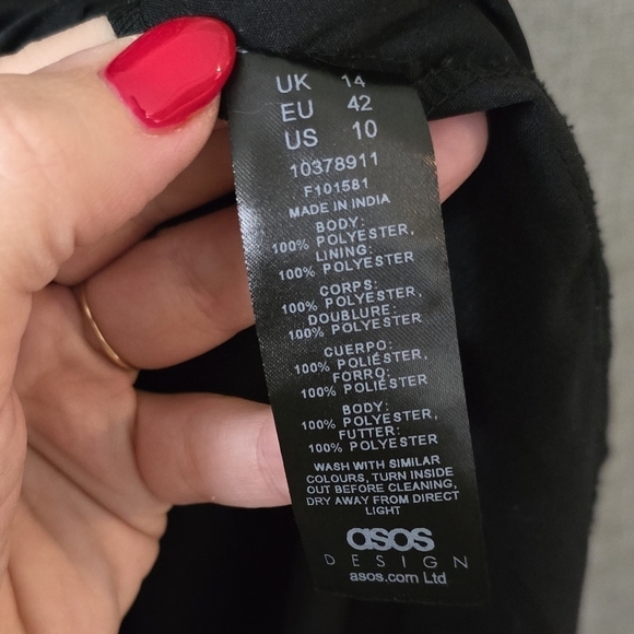 ASOS Design Womens Dress Black Botanical Print Shirred Bodice Maxi Size 10 - Picture 7 of 7